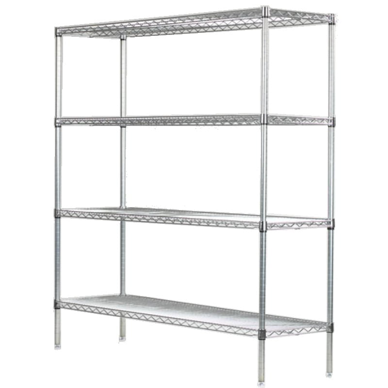 18" Deep x 48" Wide x 54" High 4 Tier Stainless Steel Wire Starter Stainless Steel Wire Shelving Unit