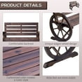 thumbnail image 4 of NALYL 41" Wooden Wagon Wheel Bench, Rustic Outdoor Patio Weather Resistance Furniture, 2-Person Slatted Seat Bench with Backrest, Carbonized, 4 of 8