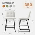 thumbnail image 3 of HomeZeer Bar Stools Set of 2, 26" Velvet Counter Height with Back & Footrest, Modern Upholstered Wide Seat Stool with Metal Legs for Kitchen Island, White, 3 of 10