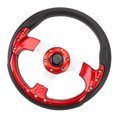 thumbnail image 1 of 13in Car Steering Wheel PU Stylish Look Impact Proof Enhanced Grip Racing Sports Luxury Steering Wheel, 1 of 7