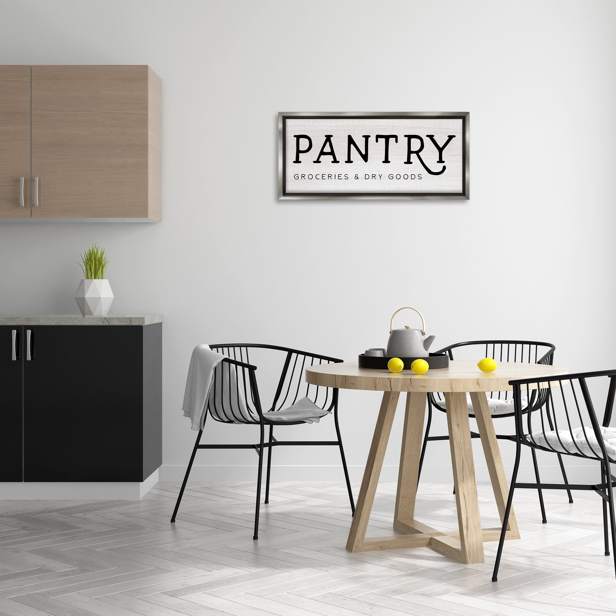 Stupell Industries Rustic Pantry Groceries Sign Typography Painting Gray Floater Framed Canvas Art Print Wall Art, 31 x 14