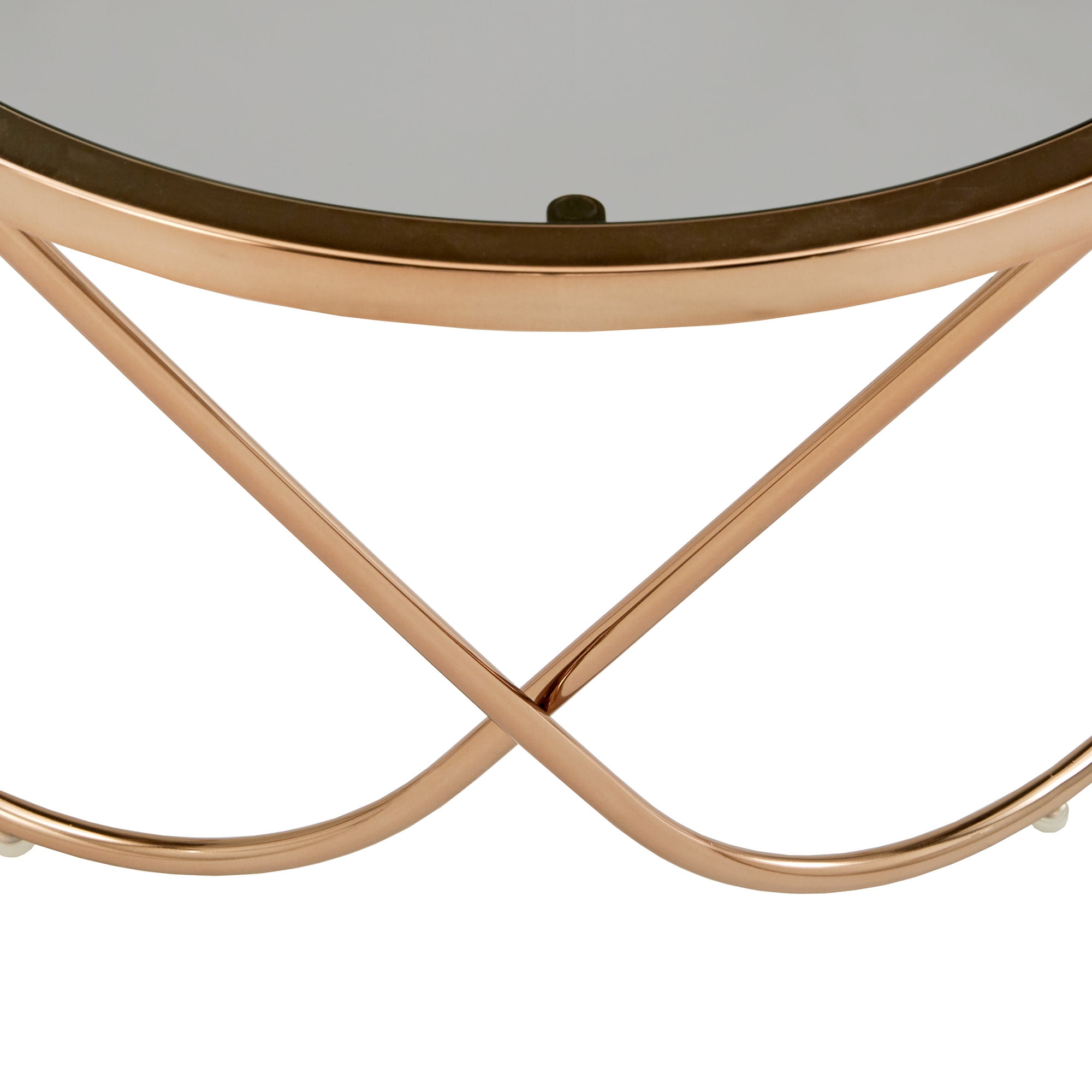 Weston Home Enschede Champagne Gold Finish Metal Coffee Table with Smoked Glass Top