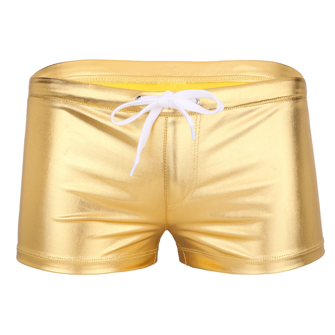 iEFiEL Men Shiny Patent Leather Drawstring Boxer Shorts Underwear