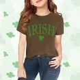 thumbnail image 2 of XIMIN Girls Boys Vintage "IRISH" Letter & Clover Kids' Short-Sleeve Crew Neck T-Shirt - Soft Emerald Green St. Patrick's Day Irish Heritage Top, 2 of 7