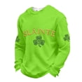 thumbnail image 2 of St. Patrick's Day Winter Layering Shamrock Sweatshirt Waffle Knit Long Sleeve Crewneck Casual Pullover for Men Women Holiday Wear Fluorescent Green XL, 2 of 5