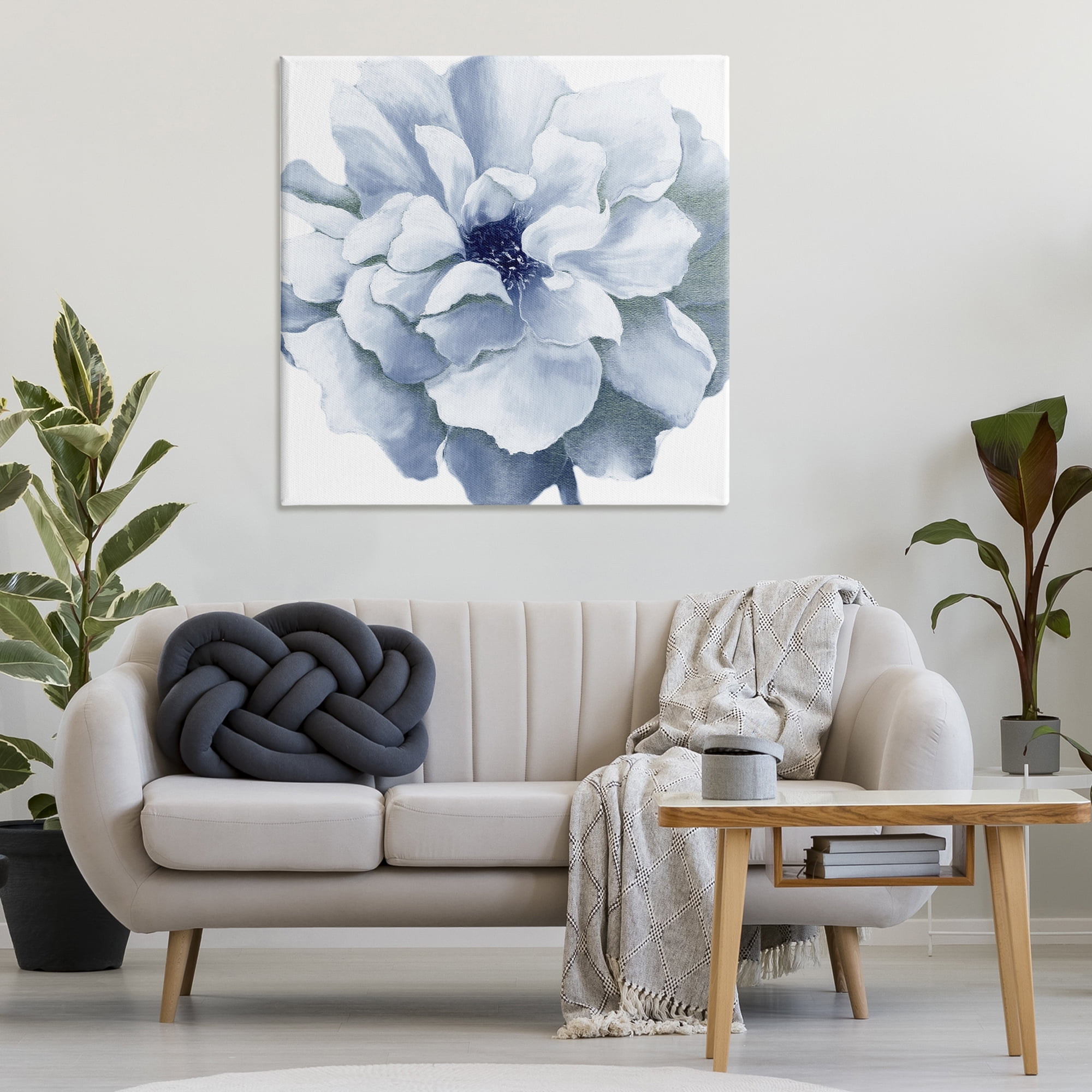 Stupell Industries Blue Radiant Bloom Botanical & Floral Painting Gallery Wrapped Canvas Art Print Wall Art, 36 x 36