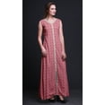 thumbnail image 3 of Bimba Pink Geometric Indian Long Kurti For Women Party Wear Printed Sleeveless Anarkali Kurti Dress Medium, 3 of 6
