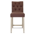 thumbnail image 3 of WestinTrends Hayes Counter Height Chairs, Linen Upholstered Button Tufted Kitchen Counter Bar Stools with Back Solid Wood Legs, Brown, 3 of 11