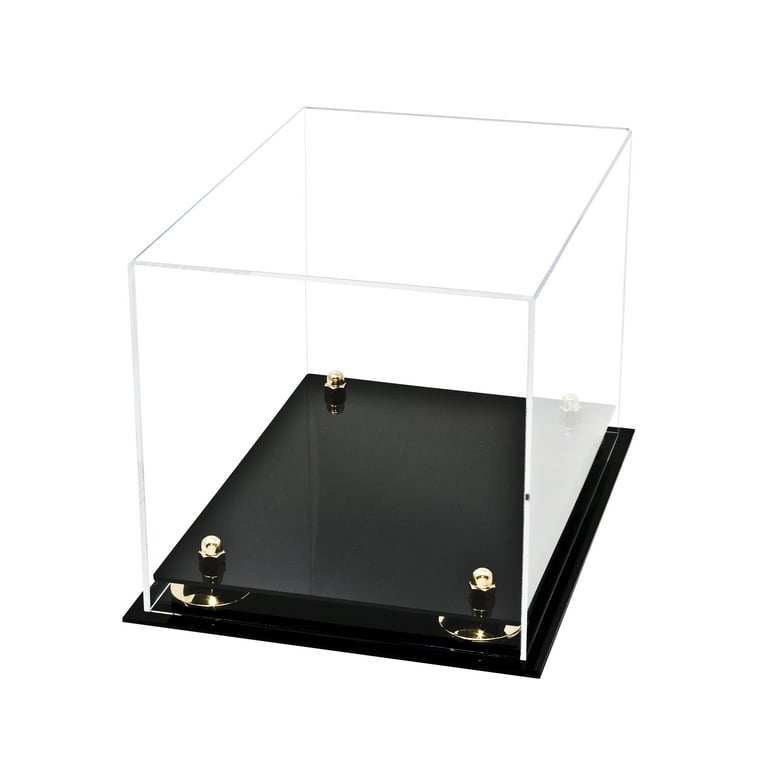 Versatile Deluxe Clear Acrylic Display Case - Medium Rectangle Box with  Gold Risers 12 x 8.25 x 8 (A004-GR) 