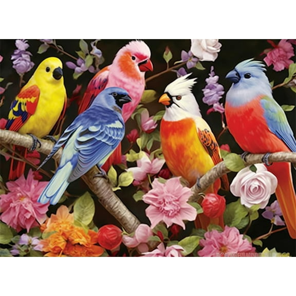 Puzzles for Adults 500 Pieces Jigsaw Puzzles Garden Colorful Birds Formation Wooden Wall Art Pictures for Living Room Props Toys Gift