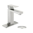 thumbnail image 2 of Bathroom Faucet Single Hole, Modern Single Handle Stainless Steel Faucet with Deckplate & Drain Assembly, for Bathroom Sink (Brushed Nickel), 2 of 9