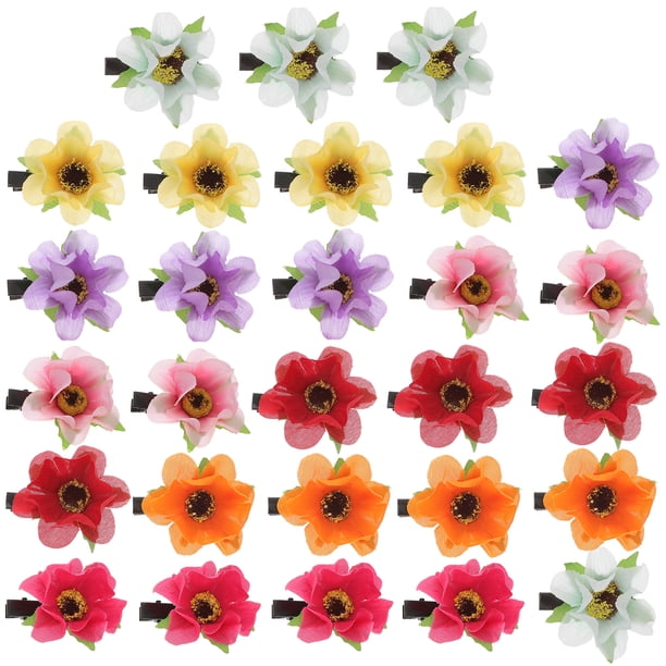 GOOHOCHY 28 pinzas para el pelo con flores, elegantes pinzas hawaianas para el pelo, pinzas de flores para