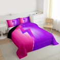 thumbnail image 3 of Homewish 3D Lightning Print Queen Comforter Set,Cute Cartoon Pattern Bedding Sets,Pink Purple Bedding Comforter Set For Kids,Breathable Home Decor Reversible,3pcs, 3 of 8