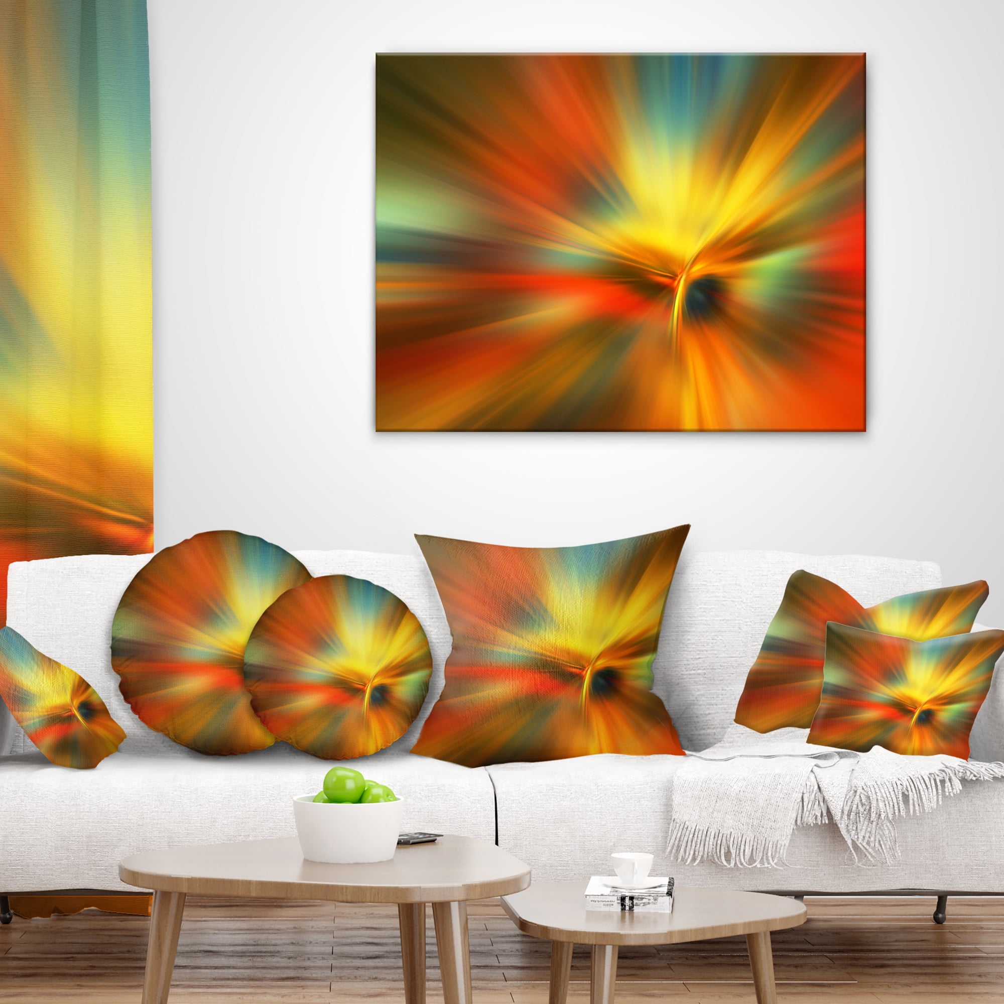 Designart Yellow Focus Color - Abstract Throw Pillow - 18x18