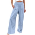 thumbnail image 3 of RotHome Plus Size Linen Pants for Women Summer Wide Leg High Waist Casual Flowy Palazzo Trousers Boho Beach Vacation Travel Outfits Spring Cruise Clothes 2026, 3 of 9