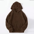 thumbnail image 3 of WMTBSRSW Women Sherpa Hoodies Oversized Fuzzy Fleece Long Sleeve Hooded Sweatshirts Comfy Casual Basic Pullover Sweatshirts Fall Winter Outfits Brown XX-Large, 3 of 6