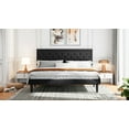 thumbnail image 2 of Sifurni King Bed Frame Upholstered Platform Bed with Adjustable Headboard, No Box Spring Needed, Black, 2 of 9