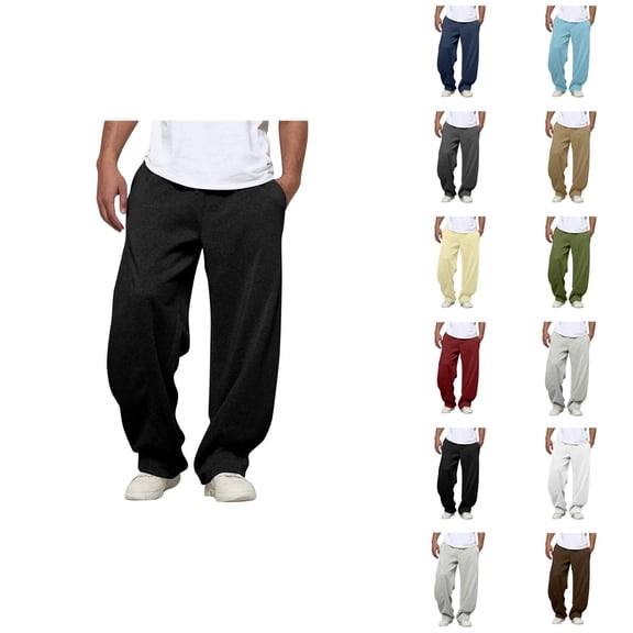 Baggy Sweatpants for Men 2025 Fall Winter Elastic Waist Drawstring Plain Casual Pants with Pockets Trousers