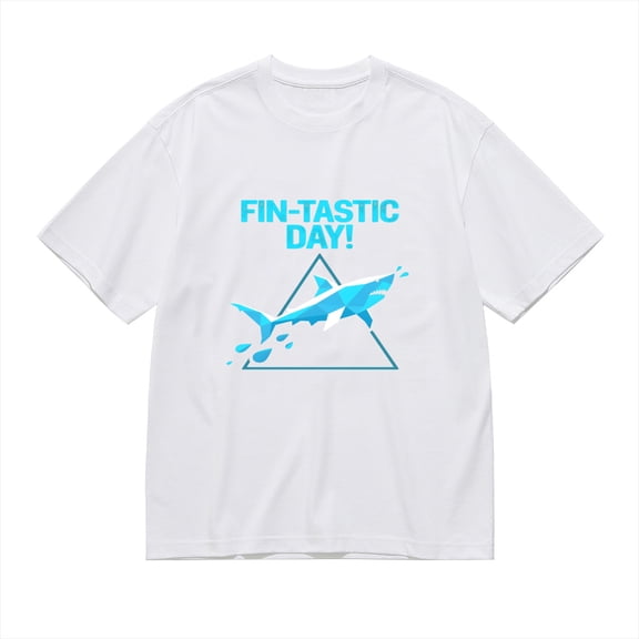 FINTASTIC DAY,Low Poly Shark Print, Vintage T Shirt, Cotton T-Shirt for Men, 23666356,3XL
