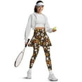 thumbnail image 5 of COEQINE Women High Waist Tennis Skirted Legging with Pockets Skulls and Daisy Floral Print Elastic Yoga Skirts with Leggings for Women Breathable Comfy Golf Leggings, XL, 5 of 7