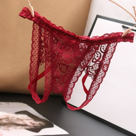Womens Thong Underwear Low Rise Lace Panty Sexy Mesh Panties Sexy Crotchless Panties for Women Sexy Clothes for Women