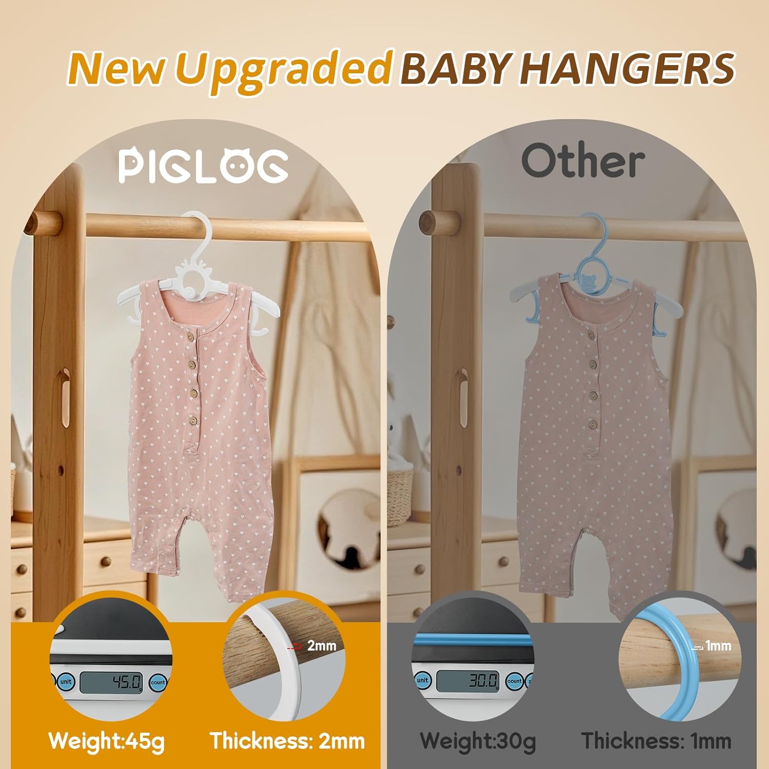 Baby Clothes Hangers 80PCS, 11"-14" Extendable and Stackable Kids Hangers, 45g Ultra-Thick Space Saving Non-Slip Plastic Hanger for Infant, Toddler and Nursery Closet,white
