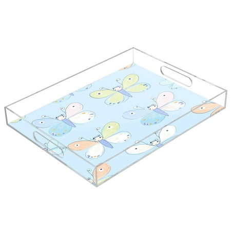 

Clear Acrylic Tray Water Cup Tray Teacup Jewelry Storage Tray for Serving and Home Decor Cartoon Colorful Butterflies