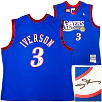 Philadelphia 76ers Allen Iverson Autographed Blue Authentic Mitchell & Ness 1999-00 HWC Swingman Jersey Size XXL Beckett BAS Witness 220420
