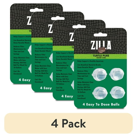 (4 pack) Zilla Turtle Pure Turtle Water Care, Aquarium Water Conditioner, 4 Count