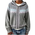 thumbnail image 2 of QUNYINEY Cardigan Sweaters for Women Zip Up Plus Size Cardigan Sweater Knit Hooded Long Sleeve Vintage Winter Tops, 2 of 5