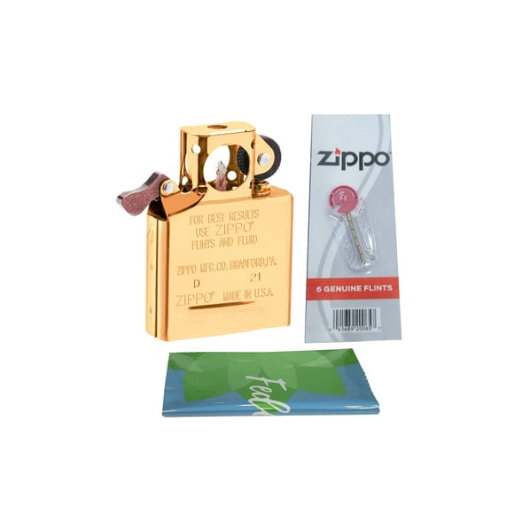 Zippo Briquet pour Pipe Doré Plus Six Pierres à Briquet Bonus et un Chiffon de Nettoyage en Microfibre