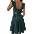 thumbnail image 5 of Franhais Women Summer Slip Mini Dress, Fly Sleeve Square Neck Backless A-line Dress for Party, 5 of 6