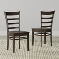 thumbnail image 3 of 5-PC - 48" Wood Dining Table + Slat Back Dining Chairs Dining Set in Dark Walnut, 3 of 10