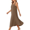 thumbnail image 6 of Ohufall Nightdress for Women Square Neck Ruched Solid Color Maxi Dress Sleeveless Loungewear & Sleepwear Long Dress, 6 of 8