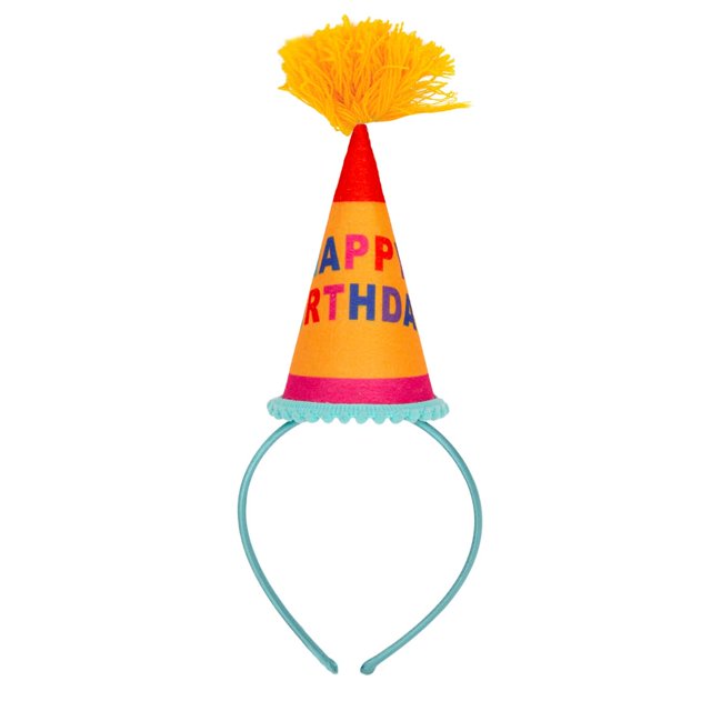 Talking Tables Diadema con sombrero de fiesta de cumpleaños colorida reutilizable - Banda para el cabello de cumpleaños para adultos, niños, niños y niñas - Se adapta a todos los tamaños de cabeza