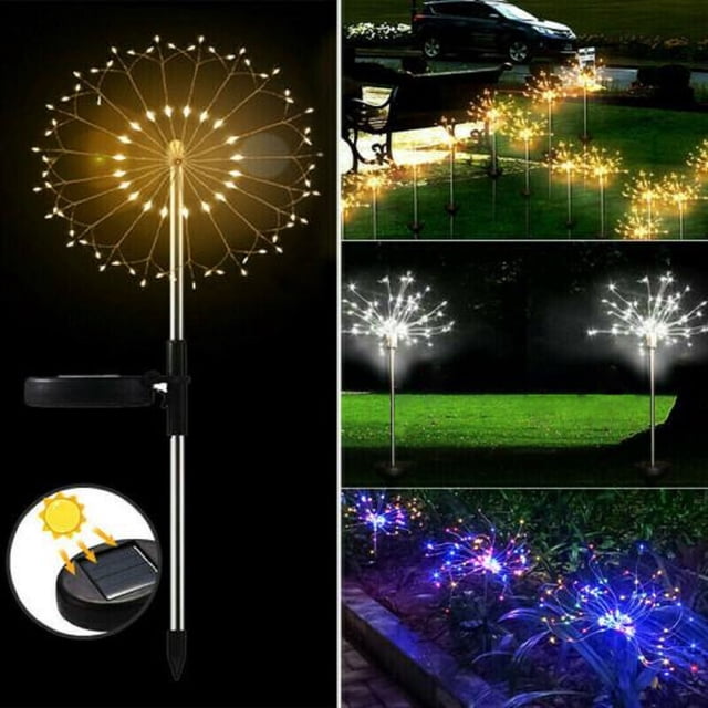 Xihbxyly Luz Navideña con Forma de Flor, Led Blanco Cálido, Alambre de Cobre, Diseño Ajustable, Decoración de Jardín Exterior, Ideal para Bodas, 95 Cm de Altura, 90 Luces, Energía Solar de 4,5 V.