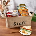 thumbnail image 4 of 1 pc Snack Storage Bin Snack Basket Organizer Burlap Large Snack Storage Containers for Pantry Countertop Kitchen Office Chips Pretzels Popcorn Candy Organization 14.6 x 11 x 7.1 Inch, 4 of 6