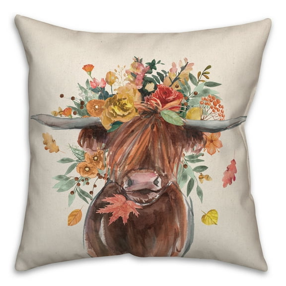 Creative Products Autumn Cow 18 x 18 Spun Poly Pillow