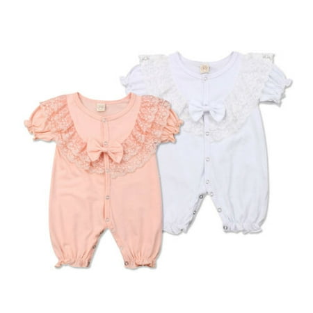 

New Baby Girls Lace Solid Romper Bodysuit Jumpsuit Infant Clothes Outfits Summer