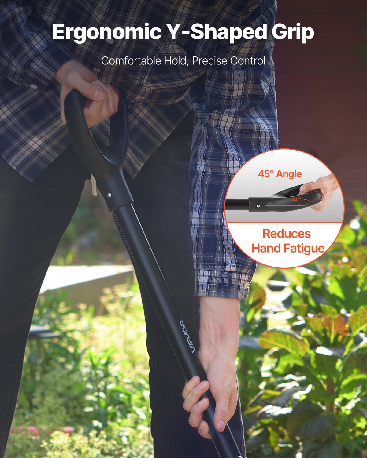 VEVOR Garden Fork, 5-Tine Gardening Pitchfork with Metal Handle, 41 in Heavy Duty Digging Fork with Y Grip, Forged Steel Spading Fork for Hay Potato Composting Transplanting Aeration