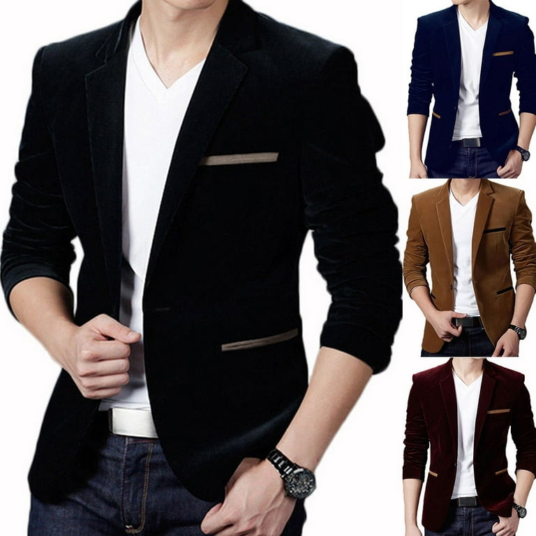 Men Formal Blazer Jacket Coat Wedding Business Button Slim Fit Suit Tuxedo  