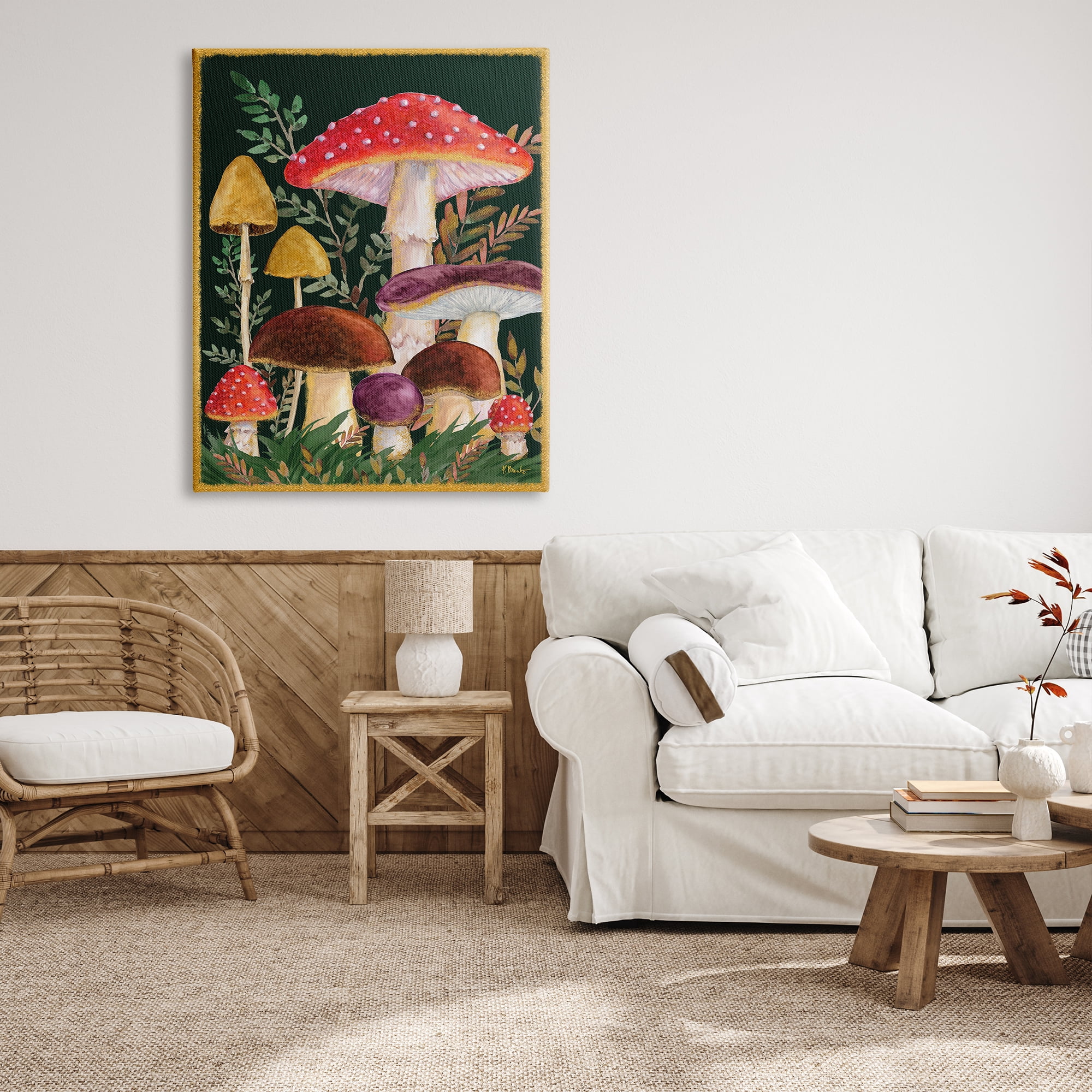 Stupell Industries Woodland Mushrooms Nature Botanical & Floral Painting Gallery Wrapped Canvas Print Wall Art, 36 x 48