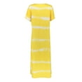 thumbnail image 6 of Henpk Summer Dresses for Women Striped T Shirt Dress Casual Midi Dress Short Sleeve Sundress with Pockets Casual Loose All-Match Stripe Print Fashion Long Dress Yellow XL, 6 of 7