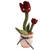 Electronic Dancing Tulip Plush Toy, Singing Function and Motion Activation, Soft Floral Animated Decor