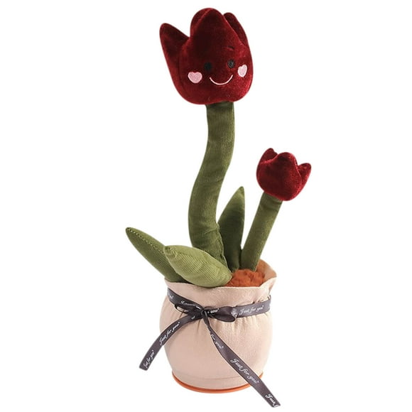 Wine Dancing Tulip Electronic Toy With 60 Songs For Kids Fluffy Plush Flower With Light Effects 13.8 Inch Singing And Talking Function Requires 3 Aa Batteries Not Included