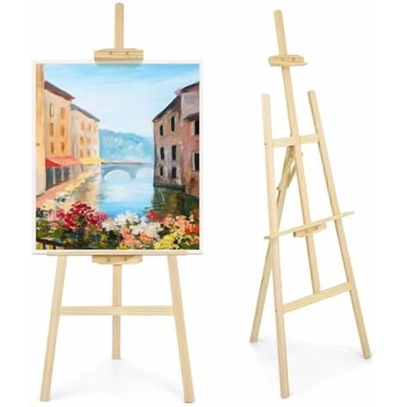 1Pcs Wooden Easel for Painting-Adjustable Easel Stand for Painting and Canvas, Holds Up to 42", Lightweight Pine Art Easel Stand, Large Easel for Painting for Beginners, and Artists$$Office