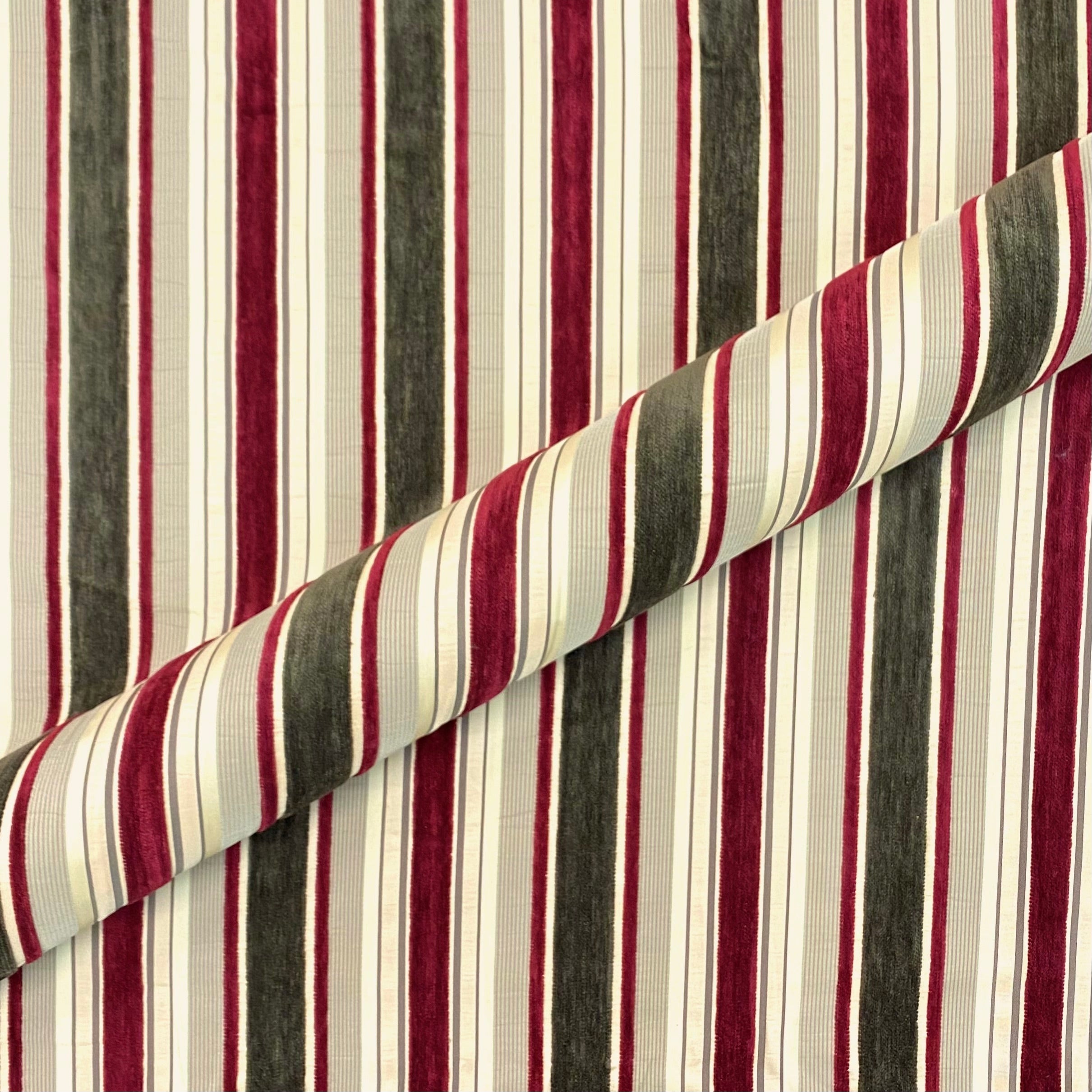 Classy Christmas Striped Velvet Upholstery Fabric 56" by the Yard