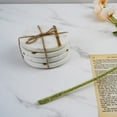 thumbnail image 3 of Marble Coaster, White Marble Coaster, Set of 4, Handmade Coaster with Brass Inlay,  4-inch, 3 of 5