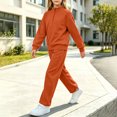 thumbnail image 6 of LWFFDAW Girls 2 Piece Set Fall Long Sleeve Quarter Zip Mock Neck Sweatshirt and Wide Leg Pants Loose Comfy Sweatsuit Sets, 6 of 8