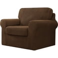 thumbnail image 1 of Set of 3 Stretch Check Spandex Jacquard Sofa Covers (Small, Espresso), 1 of 6
